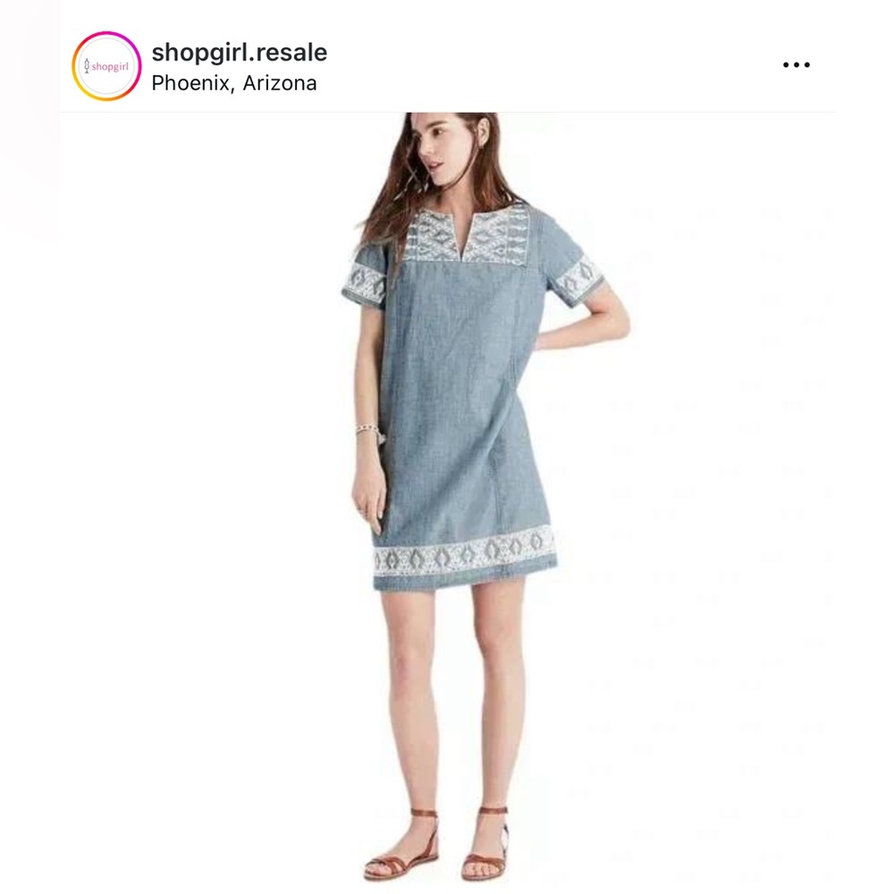 Madewell | Chambray Dress Size XL tunic embroidery Anthropologie